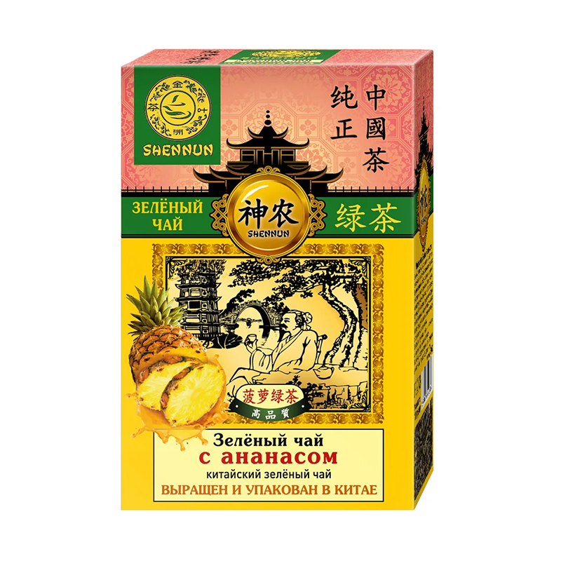 Китайский зеленый чай с ананасом, Shennun, 100 гр. 13037